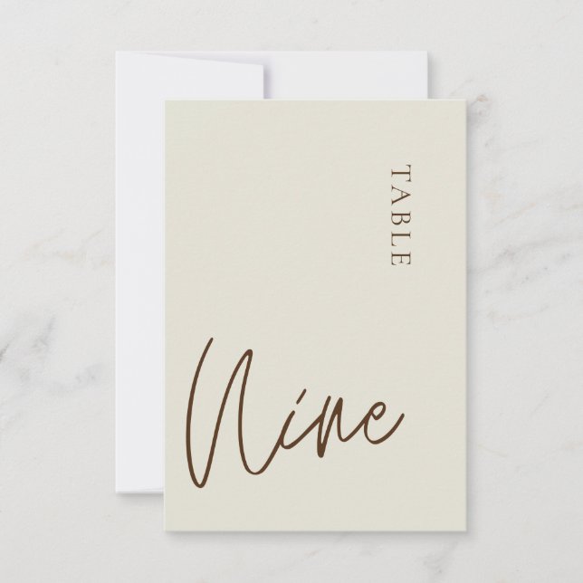 Minimalist Calligraphy Table nine Table Number (Front)