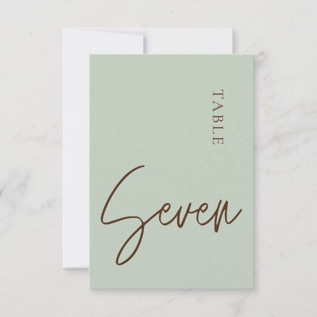 Minimalist Calligraphy Table seven Table Number (Front)