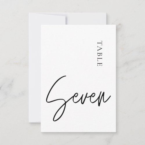 Minimalist Calligraphy Table seven Table Number