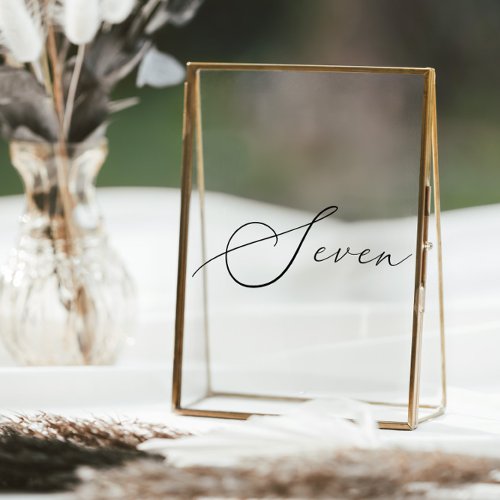 Minimalist Calligraphy Table Seven Table Number Window Cling