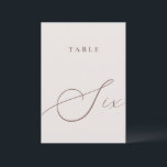 Minimalist Calligraphy Table Six Table Number<br><div class="desc">Help your guests find their way with these double sided table number cards. The neutral design features a minimalist card decorated with romantic and elegant typography. Designed to coordinate with for the «ETHEREAL» Wedding Invitation Collection. Other table numbers in the collection are sold separately. View the collection link on this...</div>