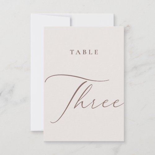 Minimalist Calligraphy Table Three Table Number