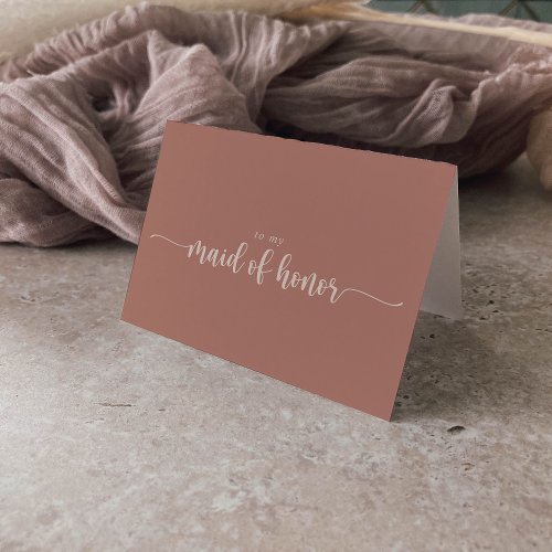 Minimalist Calligraphy Terracotta Bridal Party  Thank You Card
