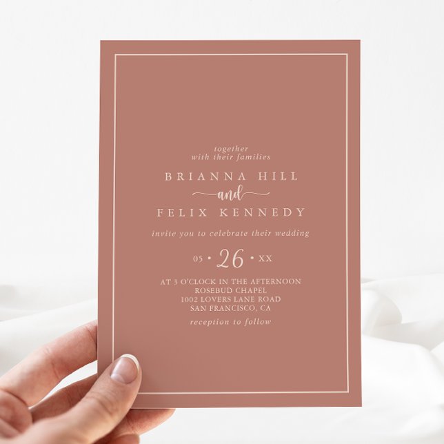 Minimalist Calligraphy Terracotta Casual Wedding Invitation (Creator Uploaded)