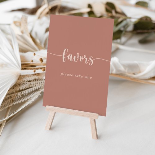 Minimalist Calligraphy Terracotta Favors Sign