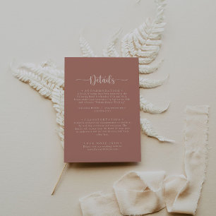 Minimalist Calligraphy Terracotta Wedding Details Enclosure Card