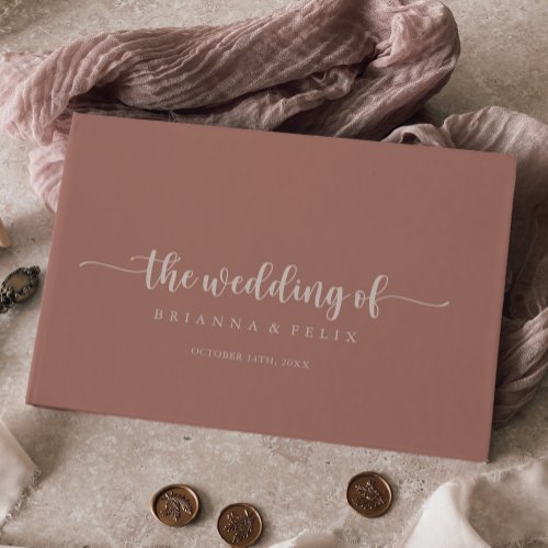 Minimalist Calligraphy Terracotta Wedding  Guest Book