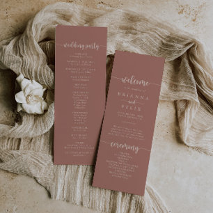 Minimalist Calligraphy Terracotta Wedding Program