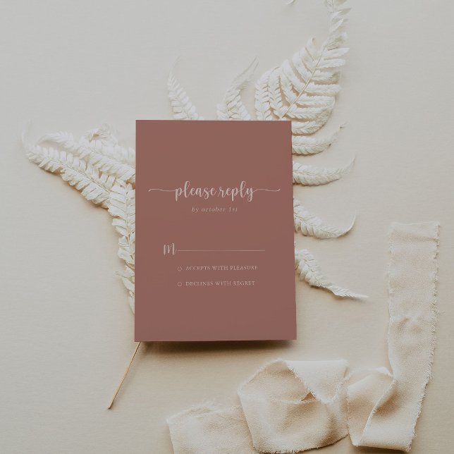 Minimalist Calligraphy Terracotta Wedding RSVP Card (Creator Uploaded)