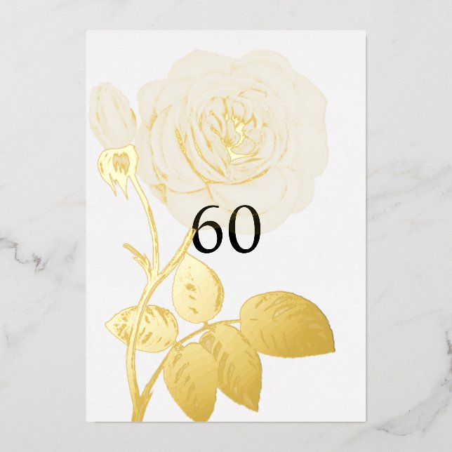 Minimalist calligraphy text birthday party  foil invitation (Front)