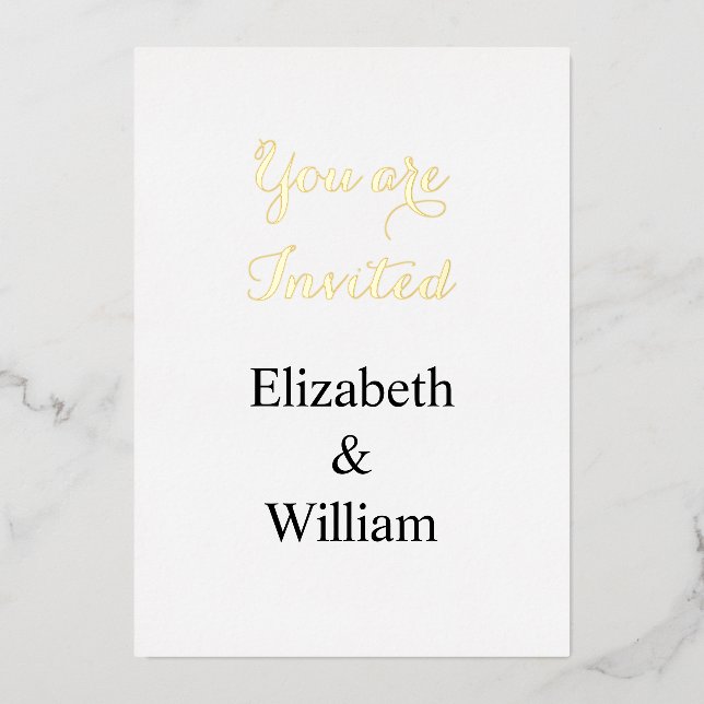 Minimalist calligraphy text  invitation foil invitation (Front)