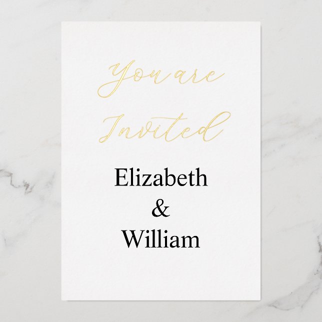 Minimalist calligraphy text  invitation foil invitation (Front)