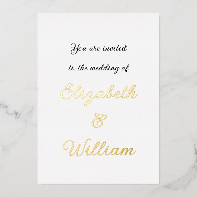 Minimalist calligraphy text  invitation foil invitation (Front)