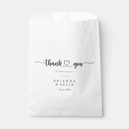 Minimalist Calligraphy Thank You Wedding Favor Bag