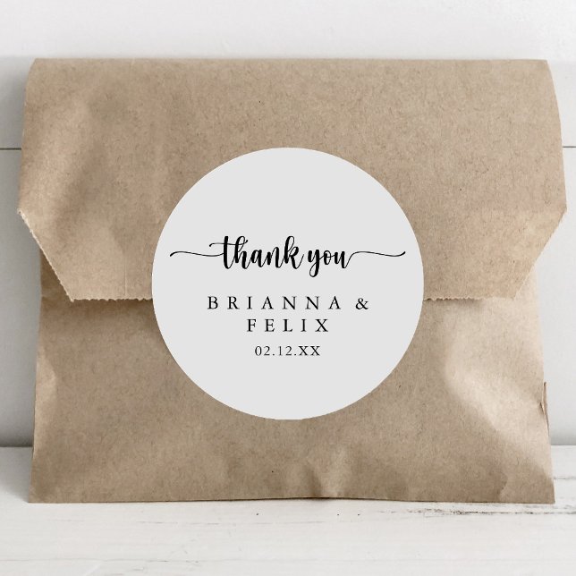 Minimalist Calligraphy Thank You Wedding Favor  Classic Round Sticker (Creator Uploaded)