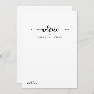 Minimalist Calligraphy Wedding Advice Card