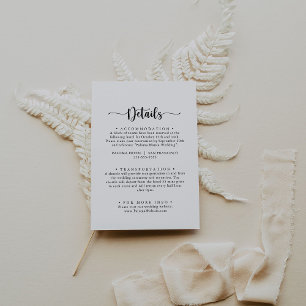 Minimalist Calligraphy Wedding Details Enclosure Card