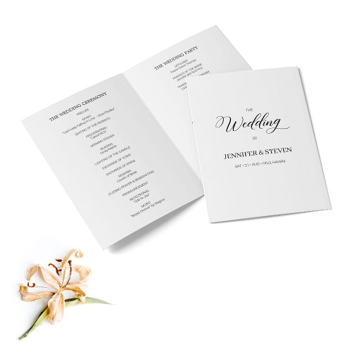 Minimalist Calligraphy Wedding Folded Program