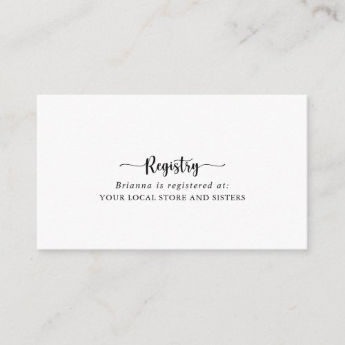 Minimalist Calligraphy Wedding Gift Registry  Enclosure Card