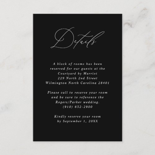 Minimalist Calligraphy Wedding Guest Information Enclosure Card