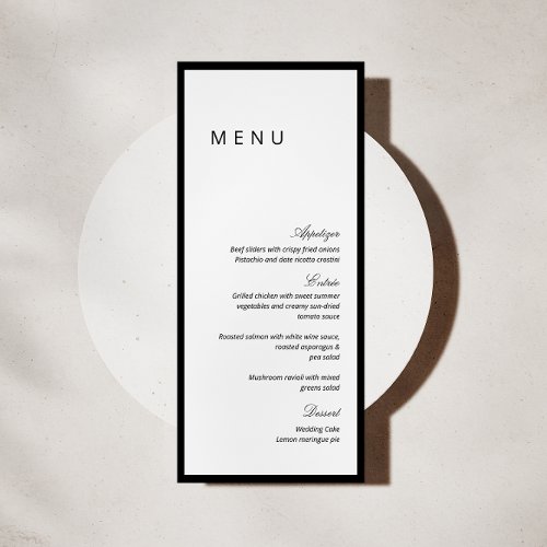 Minimalist Calligraphy Wedding Menu Card
