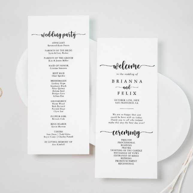 Minimalist Calligraphy Wedding Program (Creator Uploaded)
