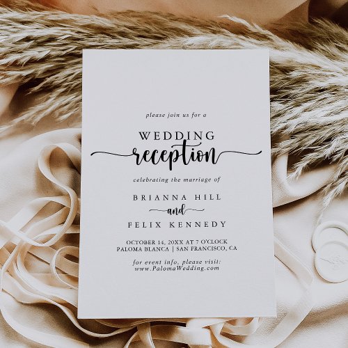Minimalist Calligraphy Wedding Reception  Invitation