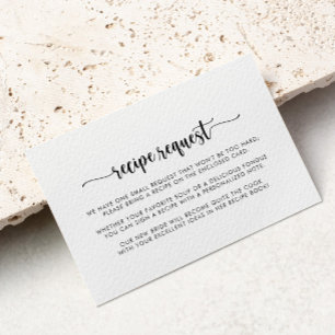 Minimalist Calligraphy Wedding Recipe Request Enclosure Card