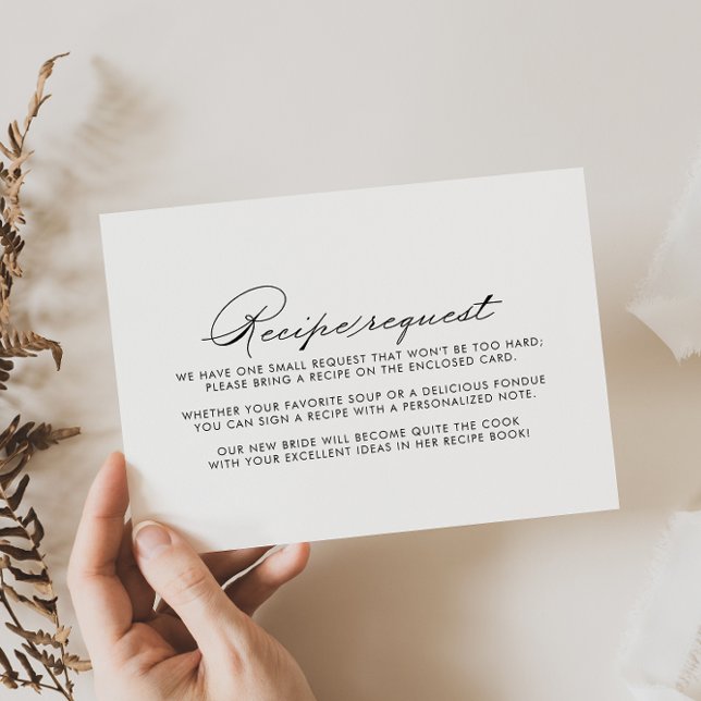 Minimalist Calligraphy Wedding Recipe Request  Enclosure Card (Creator Uploaded)