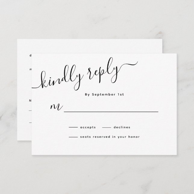 Minimalist Calligraphy Wedding RSVP Card (Front/Back)