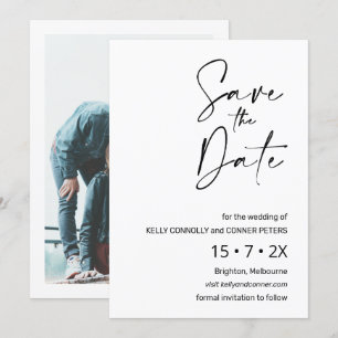 Minimalist Calligraphy Wedding Save The Date Card