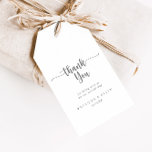 Minimalist Calligraphy Wedding Silver Thank You  Gift Tags<br><div class="desc">These minimalist calligraphy silver wedding thank you favor tags are perfect for a rustic wedding reception. The simple and elegant design features classic and fancy script typography in silver. Personalize these tags with a short message, your names, and your wedding date. You can change the wording on these tags to...</div>