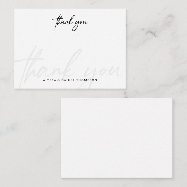 Minimalist Calligraphy Wedding Simple thank  Note Card (Front/Back)