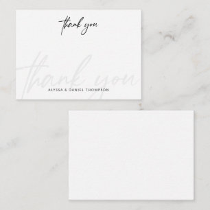 Minimalist Calligraphy Wedding Simple thank Note Card