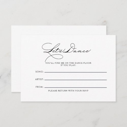 Minimalist Calligraphy Wedding Song Request Card