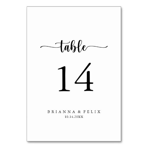 Minimalist Calligraphy Wedding Table Number