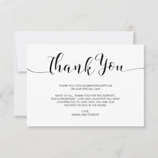 Minimalist Calligraphy Wedding Thank You Card | Zazzle