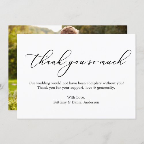 Minimalist Calligraphy Wedding Thank You So Much Card