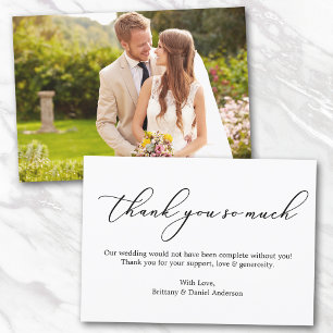 Minimalist Calligraphy Wedding Thank You So Much Card