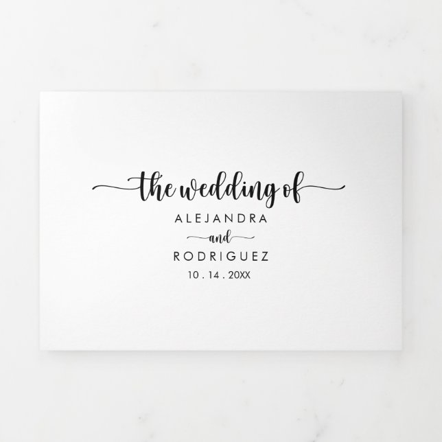 Minimalist Calligraphy Wedding  Tri-Fold Invitation (Cover)