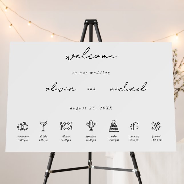 Minimalist Calligraphy Wedding Welcome Foam Boards (In Situ (Stand))