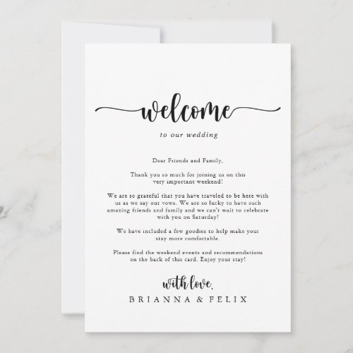Minimalist Calligraphy Wedding Welcome Letter