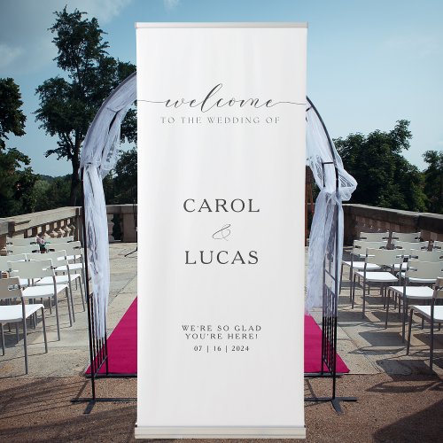 Minimalist Calligraphy Wedding Welcome Retractable Banner