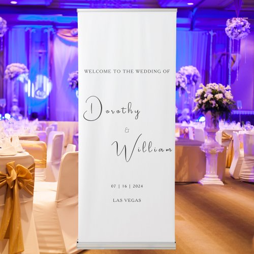 Minimalist Calligraphy Wedding Welcome Retractable Banner