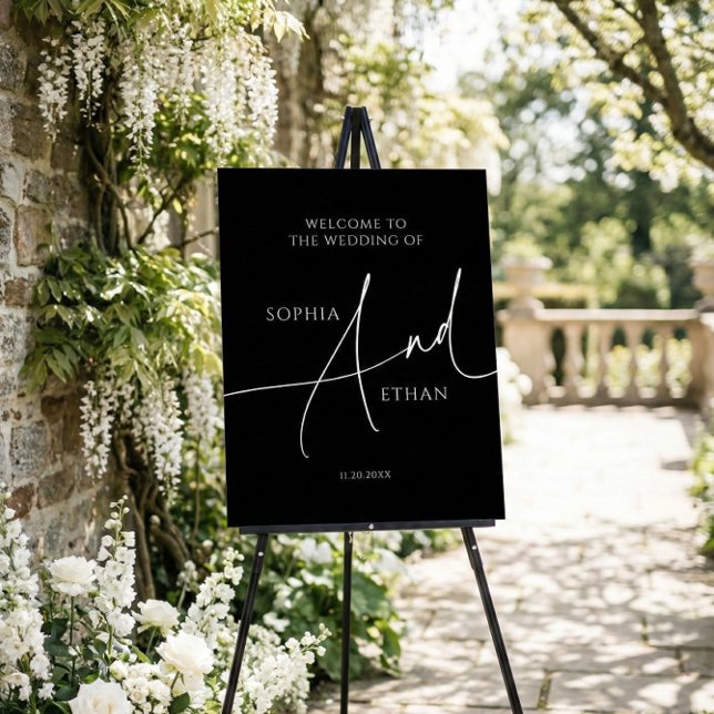 Minimalist Calligraphy Wedding Welcome Sign Black (Creator Uploaded)
