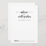Minimalist Calligraphy Wedding Well Wishes  Advice Card<br><div class="desc">This minimalist calligraphy wedding well wishes advice card is perfect for a rustic wedding. The simple and elegant design features classic and fancy script typography in black and white. These cards are perfect for a wedding, bridal shower, baby shower, graduation party & more. Personalize the cards with the names of...</div>