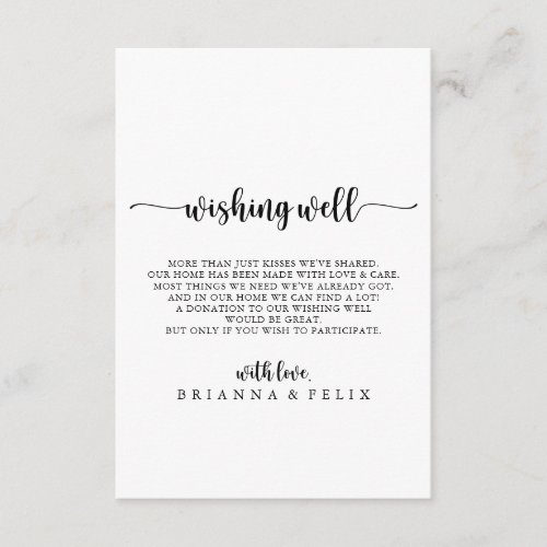 Minimalist Calligraphy Wedding Wishing Well  Enclosure Card