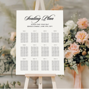 Minimalist Calligraphy White Wedding Seating Chart Foam Board