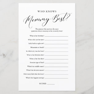 Minimalist Calligraphy Who Knows Mommy Best Game