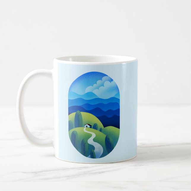 Minimalist Calm Inspiration Landscape Blue Nature Coffee Mug (Left)